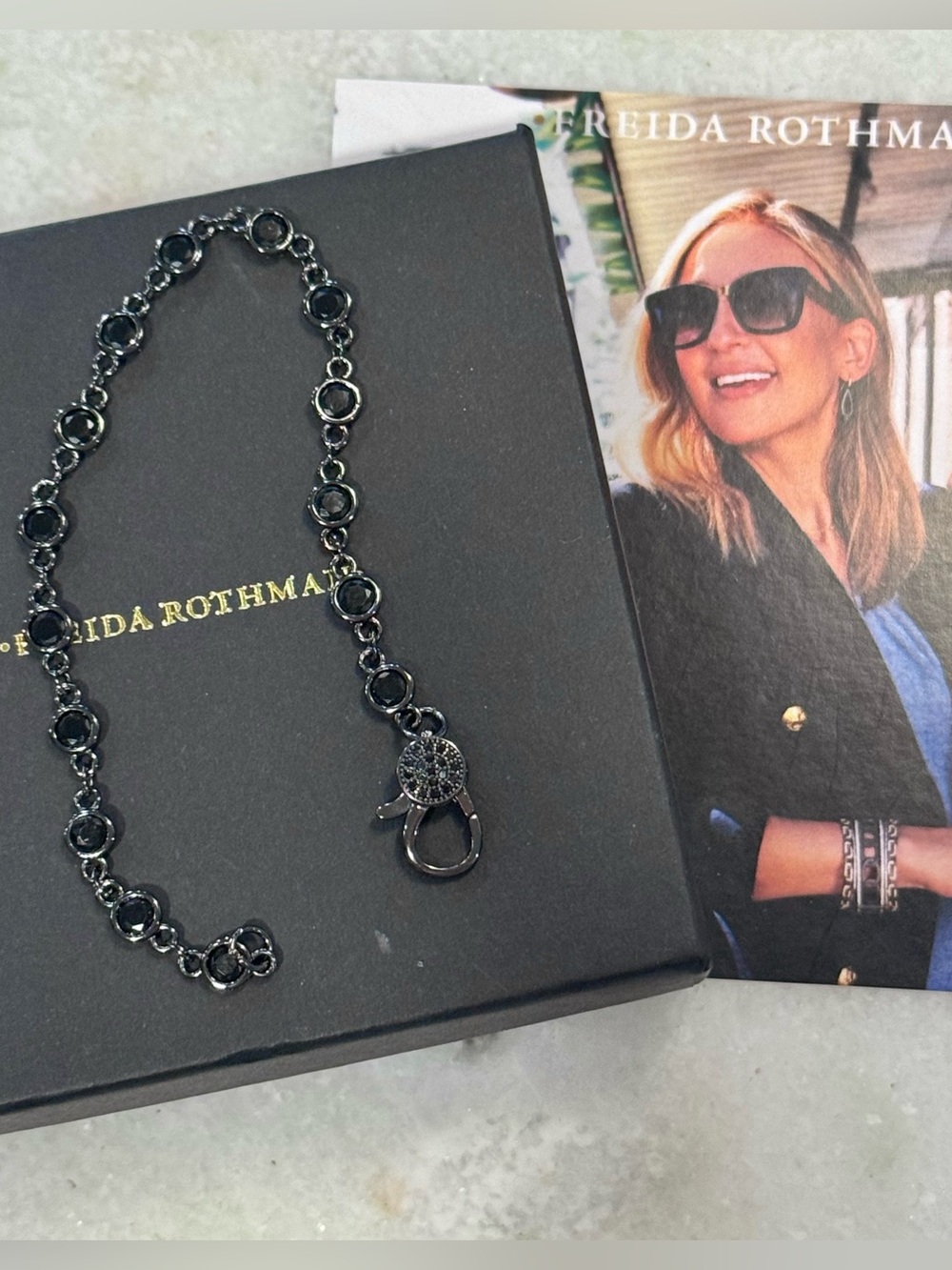 Black on Black Bezel Set Bracelet with black CZ Pave Closure